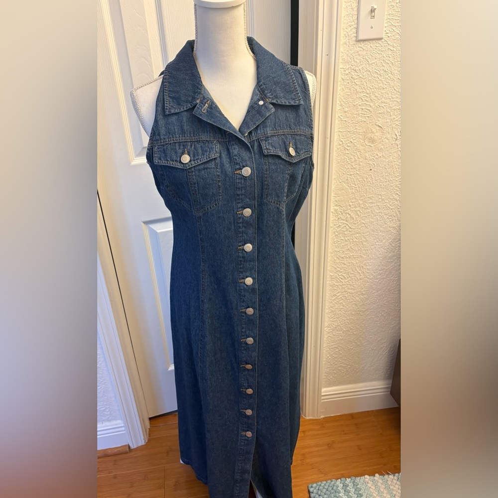 Denim Button-Down Dress